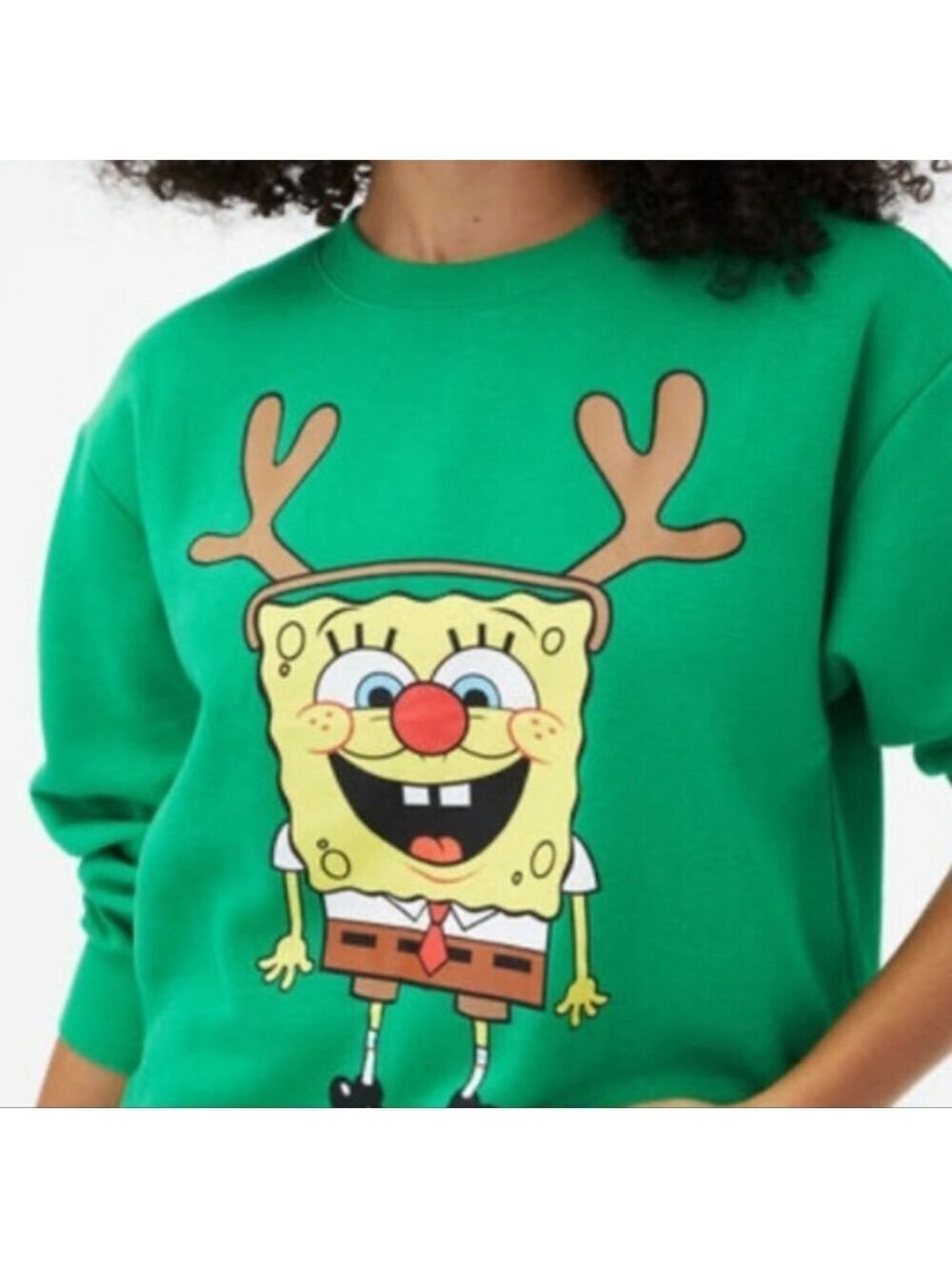 XL• Nickelodeon • Green SpongeBob SpongeBob Christmas Crew Sweatshirt - Picture 2 of 4